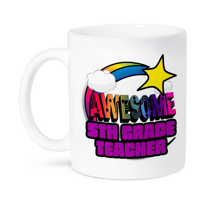 3dRose, Stjerneskud Regnbue Fantastisk 5. klasses Lærer, Krus for engroshandel hos 3dRose