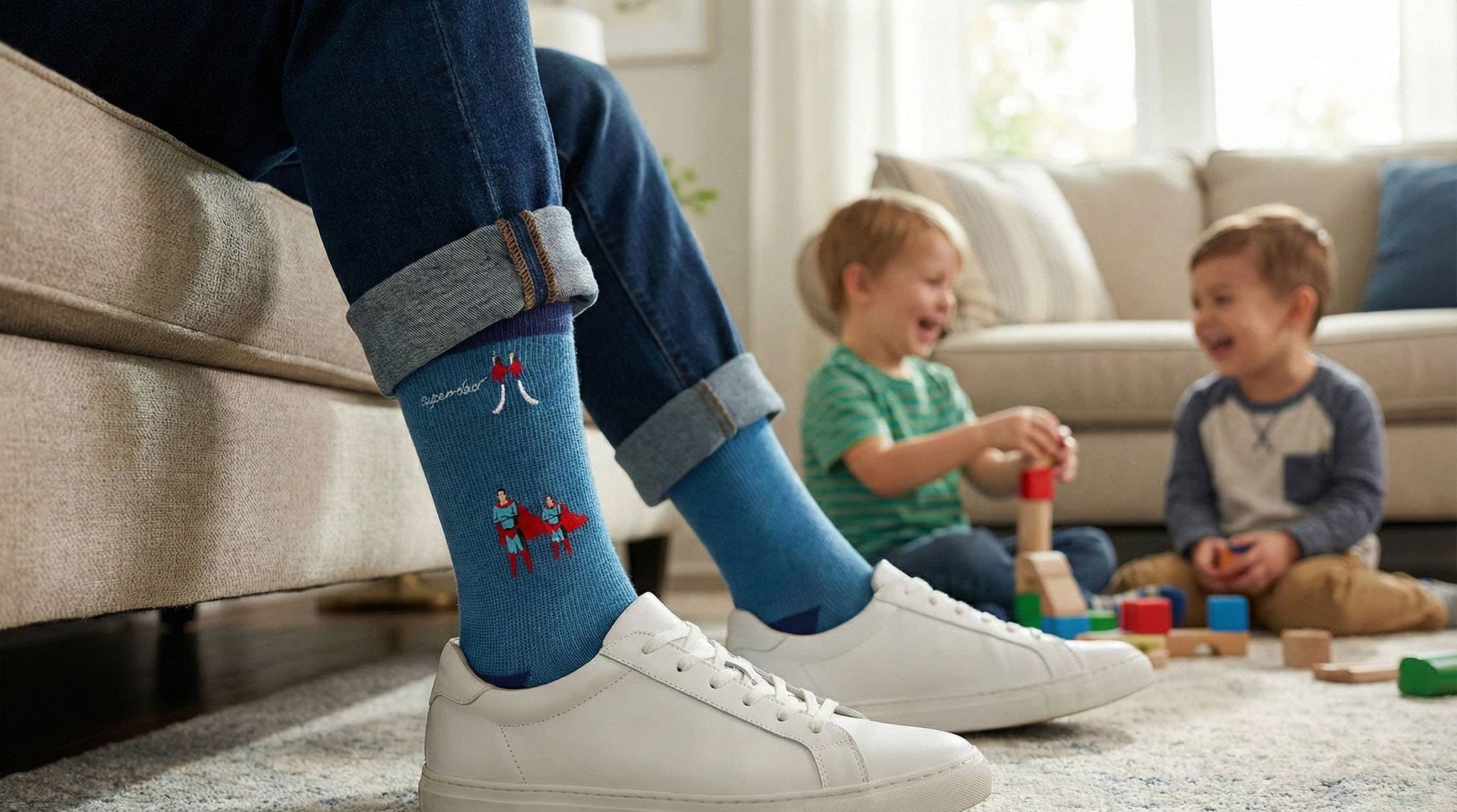 Soxfords - Wholesale Socks - Men's - "Superdad" - Father & Son Themed Embroidered Pima Socks1