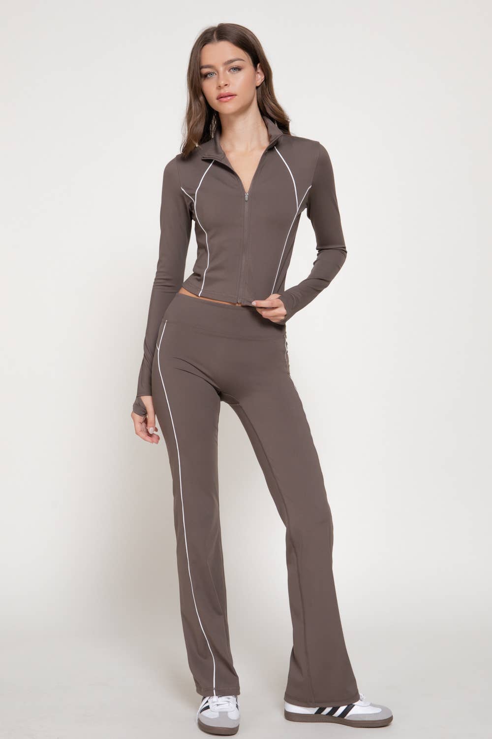 Active Basic | Active USA - Wholesale Athletic Jacket - Women's - Long Sleeve Piping Detail Active Wear Jacket9