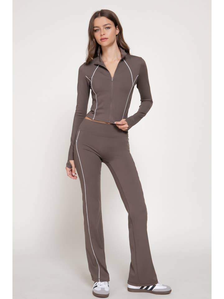 Active Basic | Active USA - Wholesale Athletic Jacket - Women's - Long Sleeve Piping Detail Active Wear Jacket9