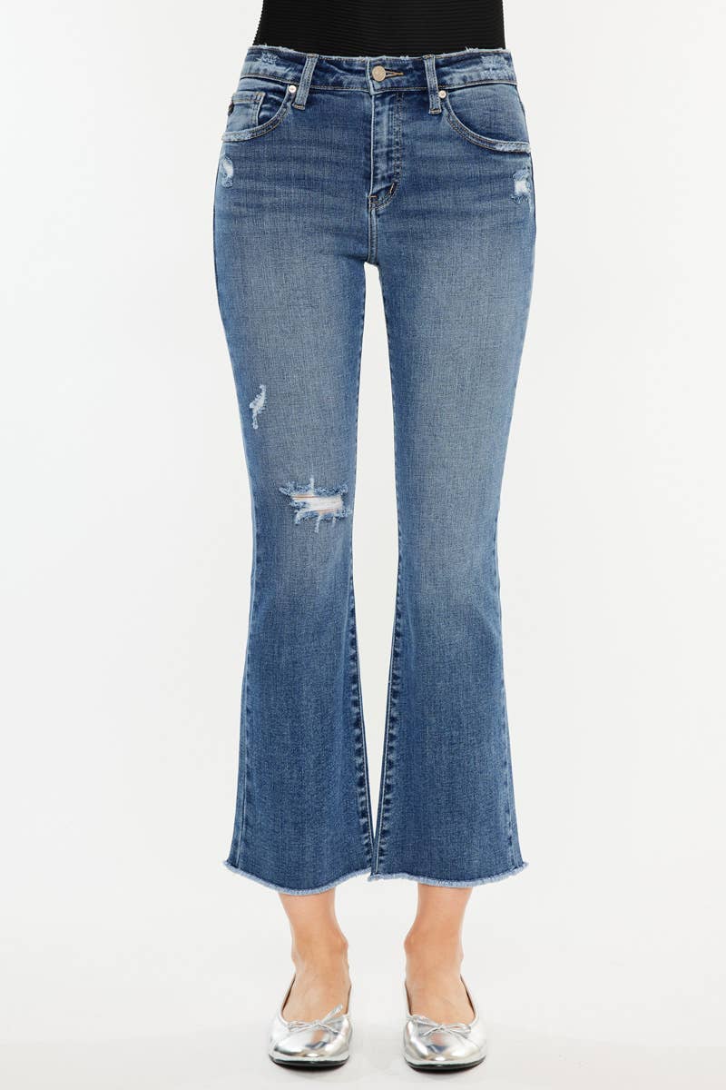 DARK OPEN PACK HIGH RISE CROPPED BOOTCUT JEANS-KC20019D for wholesale on Faire5