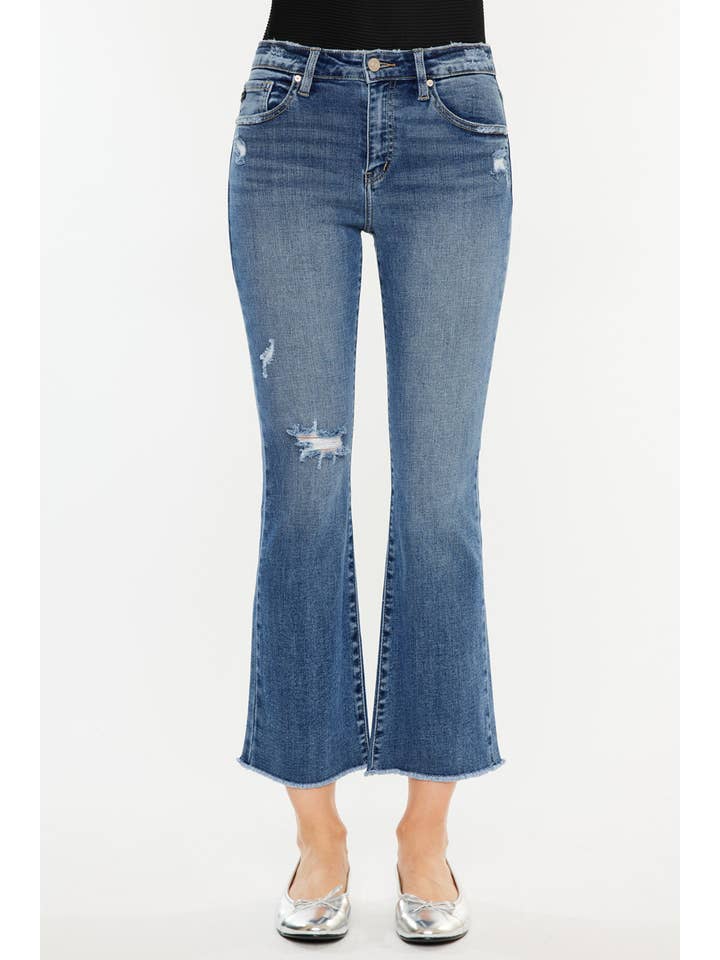 DARK OPEN PACK HIGH RISE CROPPED BOOTCUT JEANS-KC20019D for wholesale on Faire5