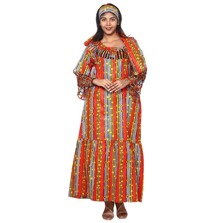 Women's Cage Neck and Sleeves Maxi Dress -- FI-ST125 for wholesale by African Stars