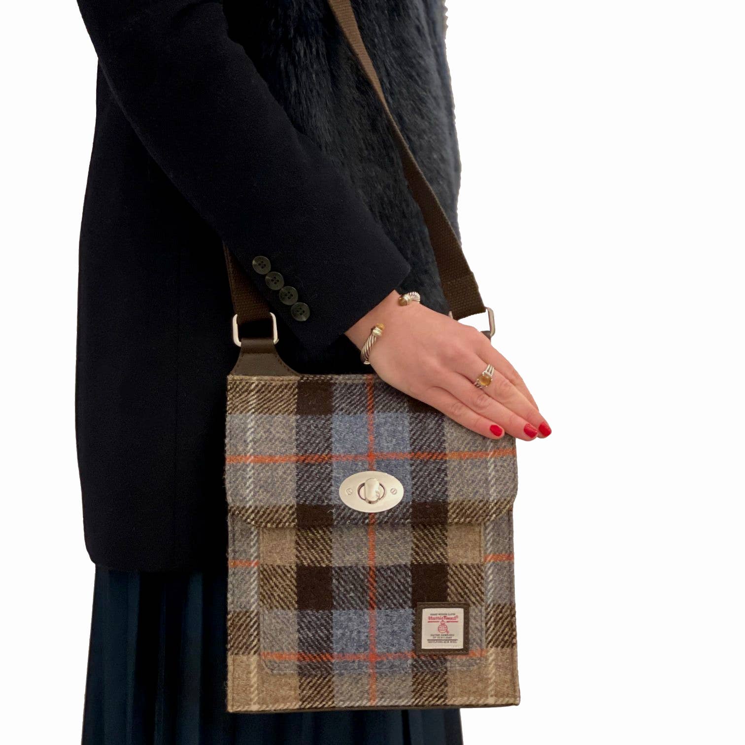 maccessori – wholesale Satchel – Women's – Harris Tweed Satchel Bag  Blue/Brown Check1