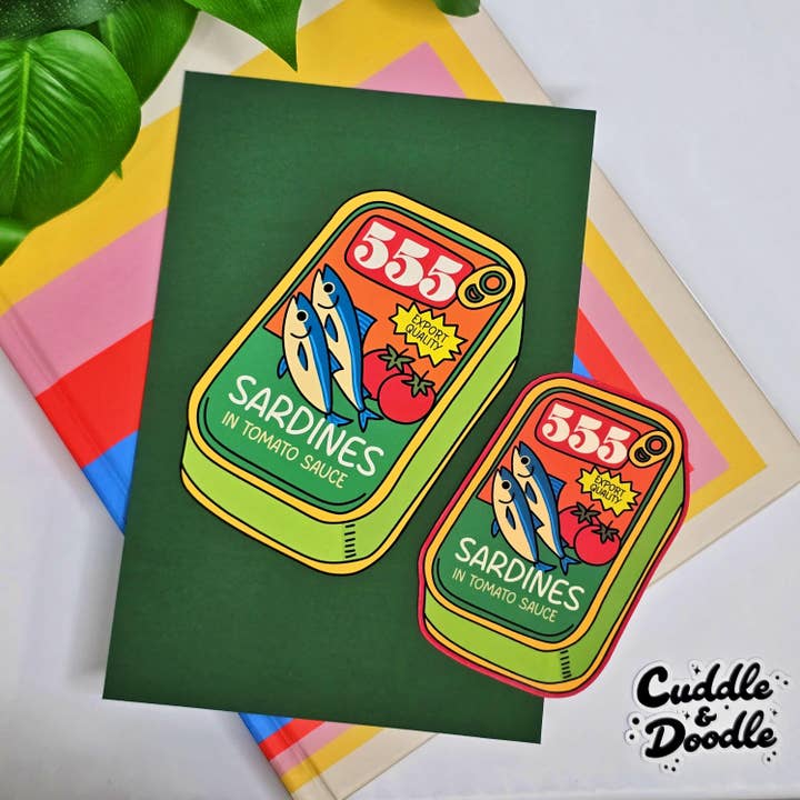 Filippinska sardin-konsttryck klistermärkesset – Present för matälskare för wholesale av Cuddle & Doodle