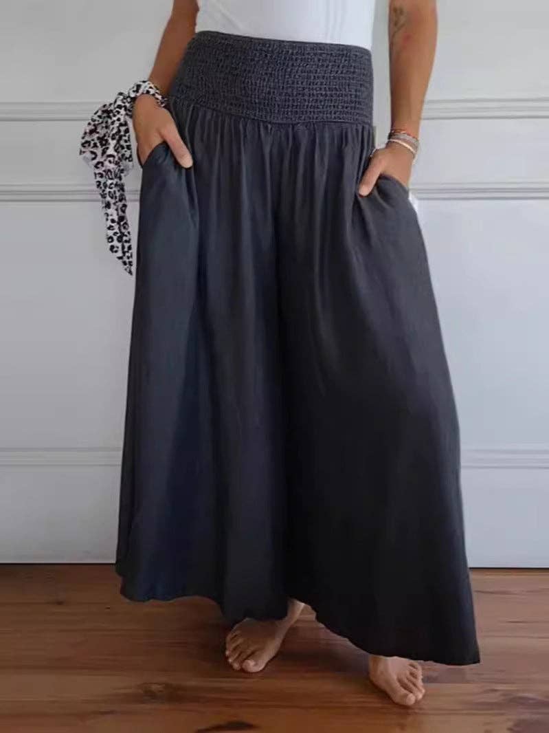 SALINA TRADING INC – wholesale Byxor - Dam – Damers mode avslappnade enkla culottes med hög midja5