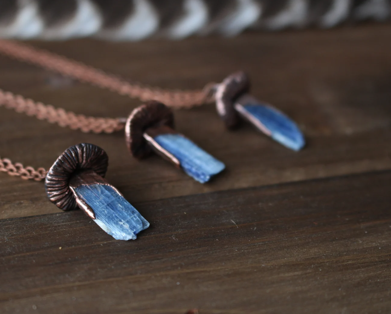 Gratefully Dreaming - Wholesale Pendant/Charm Necklace - Blue Kyanite Crystal Mushroom Necklace1