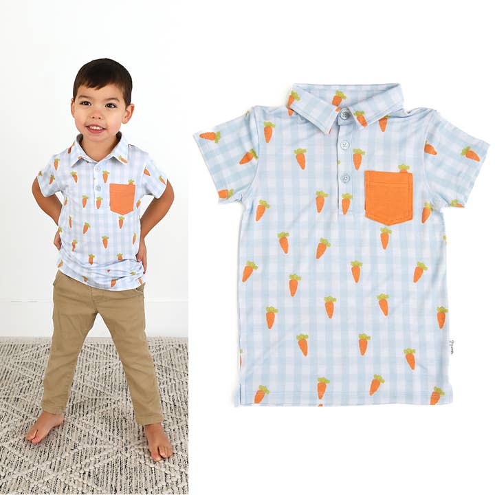 Henry Morot Gingham Pikétröja Pojkar Bambu Påsktröja för wholesale av Gigi and Max