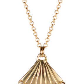 Engraved Fan Pendant with White Diamonds for wholesale by Loren Celedonia jewelry