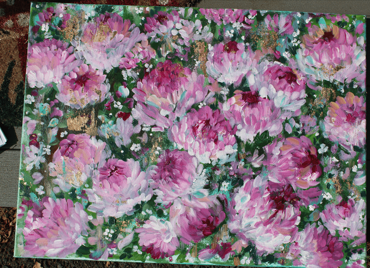 glad you're here co - Wholesale Painting/Drawing - Original Acrylic Painting on 16x20 Canvas with Gold Flecks • Pink Floral Abstract Wall Art • Modern Flower Artwork for Home Decor3