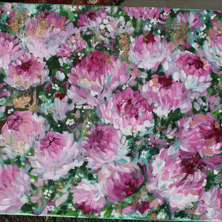 glad you're here co - Wholesale Painting/Drawing - Original Acrylic Painting on 16x20 Canvas with Gold Flecks • Pink Floral Abstract Wall Art • Modern Flower Artwork for Home Decor3