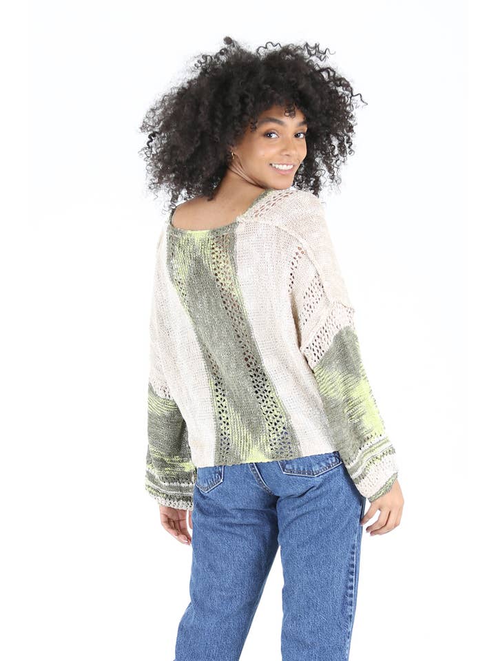 ANGIE - Vendita all'ingrosso Maglione tricot - Donna - Maglione leggero crop con scollo a V dallo stile beachy17