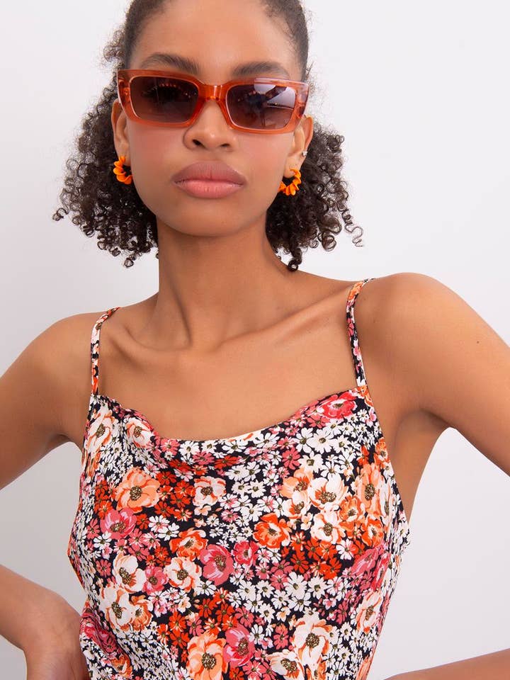 16730-Cowl Neck Strapped Blouse - Orange for wholesale by BSL