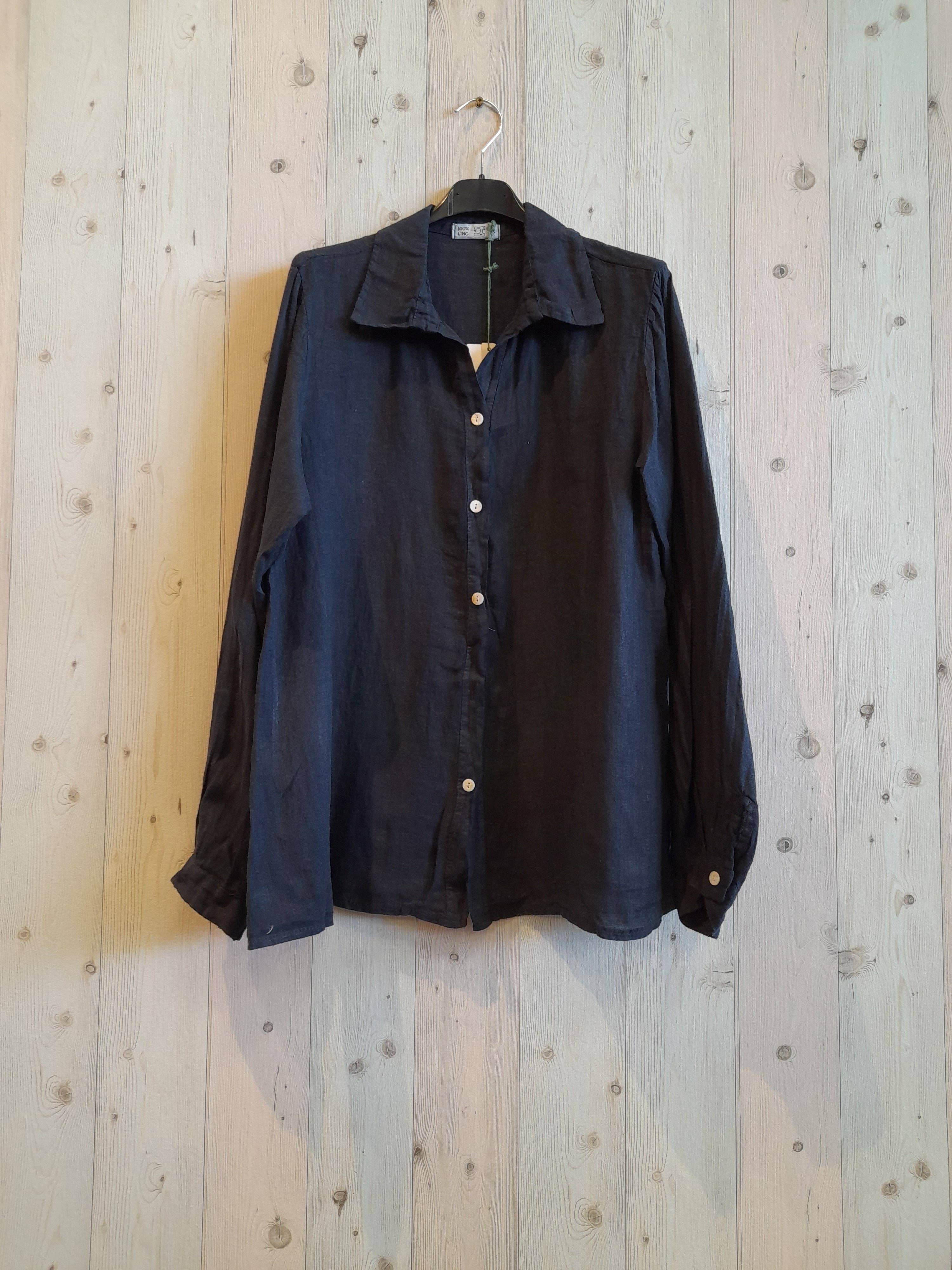 Linen & More - Vente Chemise à col boutonné – femme - Chemise basique pour femme 100 % lin1