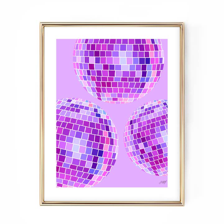Disco Balls Illustration (Purple Palette) - Art Print for wholesale by Lindsey Kay Collective