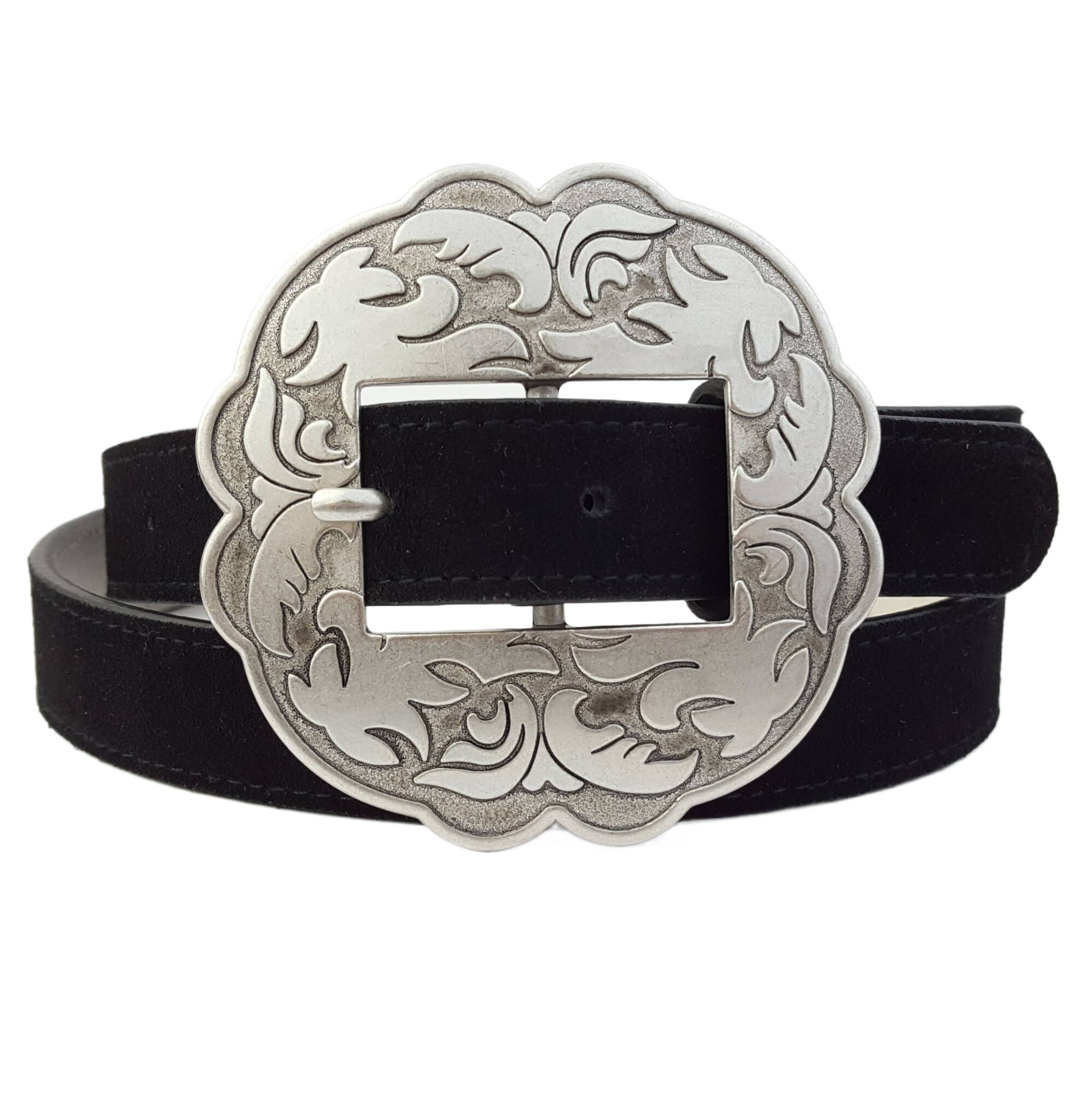 Axesoria West - Vente Ceinture – femme - Ceinture en cuir suédé véritable avec boucle florale western5