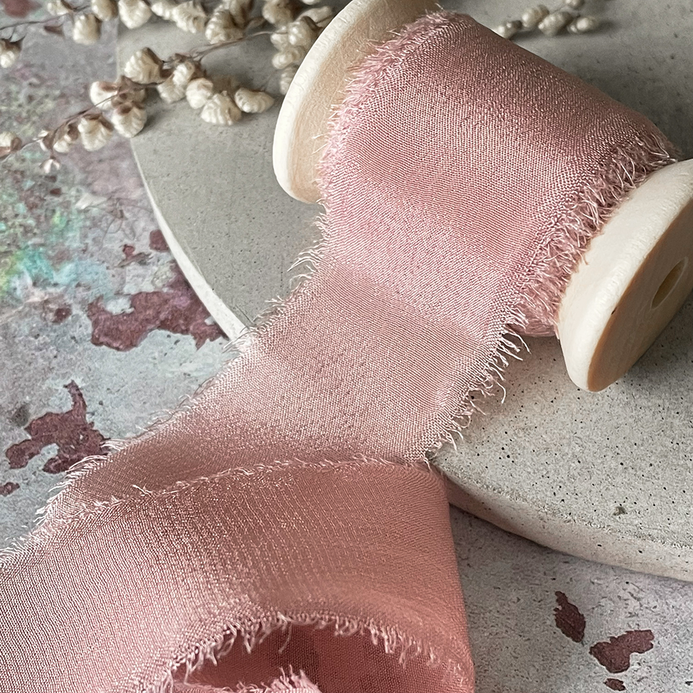 Imaginediy - Vente Ruban – emballage cadeau - Ruban de soie rose pâle de 25 mm1