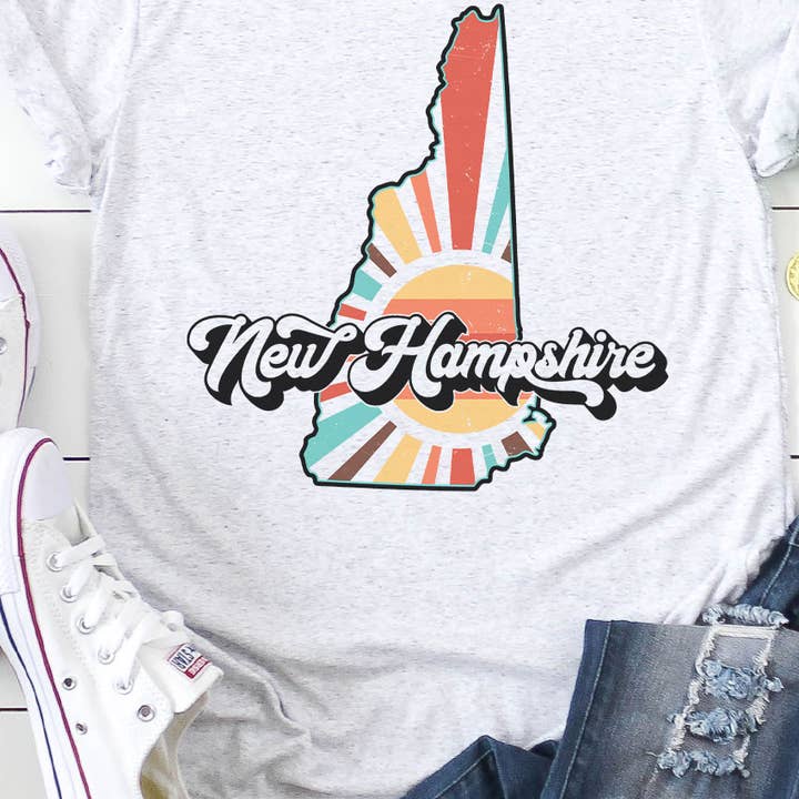 New Hampshire Retro State Graphic Tee for wholesale by Kissed Apparel
