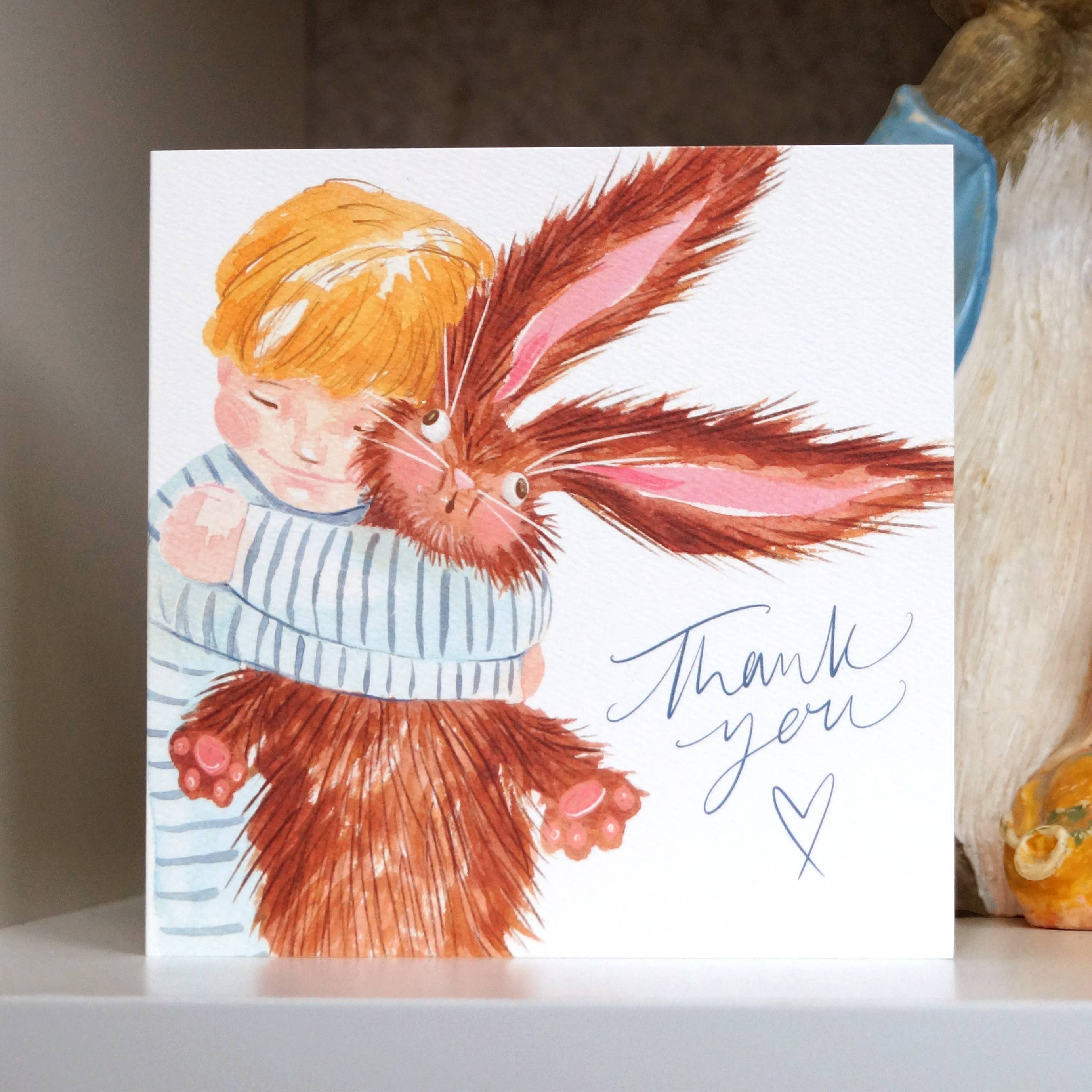 Bella & The Moon – wholesale Thank you card – Thank You Greetings Card - Bunny Cuddles2