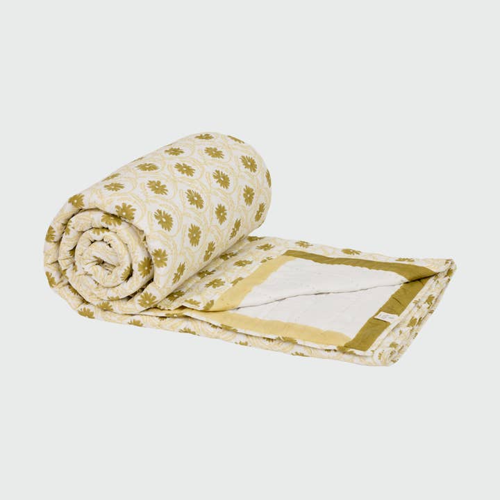 Colcha de Marguerite, Oliva para venta al por mayor de MAISON POIRE