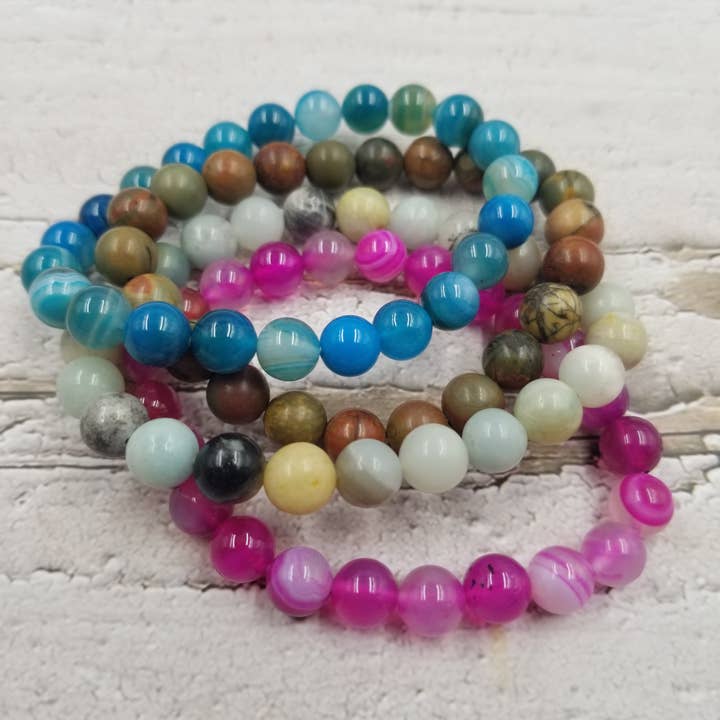 6mm Natural Stone Frosted Bracelet for wholesale by Treasure Wholesale