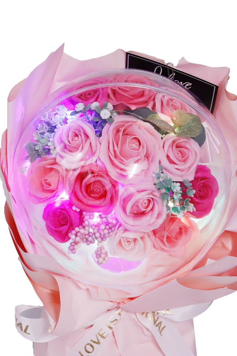 Cap Zone - Vendita all'ingrosso Fiori finti - Rose Globe, sapone Jumbo, bouquet di fiori con luci a LED4