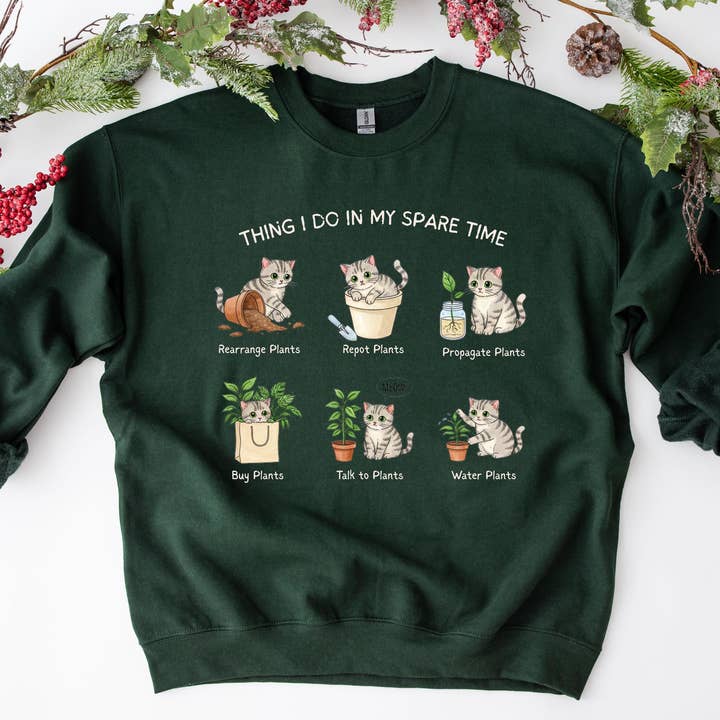 Things I Do In My Spare Time Cat Shirt, Plant Lover Sweater for wholesale by DLT Ecommerce