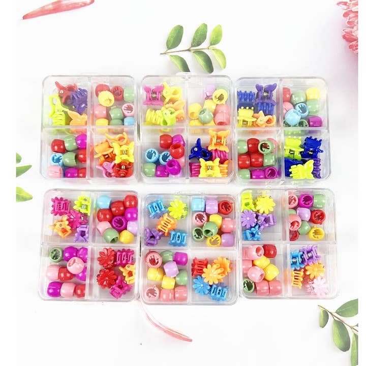 ASSORTED MINI HAIR CLAW CLIP FOR KIDS WITH CONTAINER for wholesale on Faire0