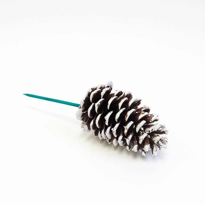 GS Foliage - Wholesale Christmas Decoration - White Tipped Pinecone Pick - 6 Inch Stem1