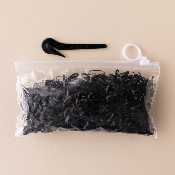 Black Hair Elastic (pack of 1000) + Elastic Cutter for wholesale by Modern Piggy