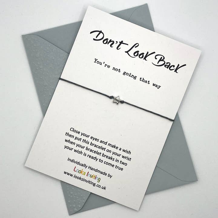 Don't Look Back Motivational Wish Bracelet for wholesale by Looks Inviting
