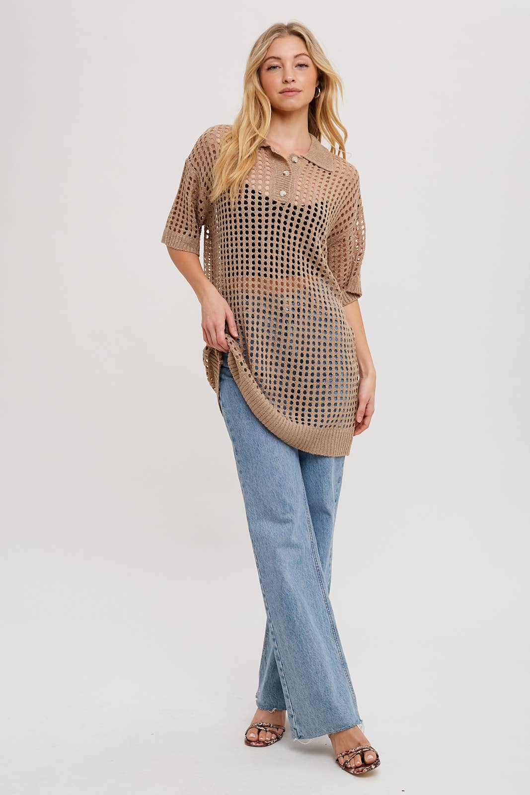 Bluivy - Wholesale Tunic - Women's - OPEN KNIT POLO SHIRT KNIT TUNIC14