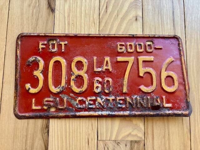 1960 Louisiana License Plate / LSU Centennial for wholesale by RusticPlates