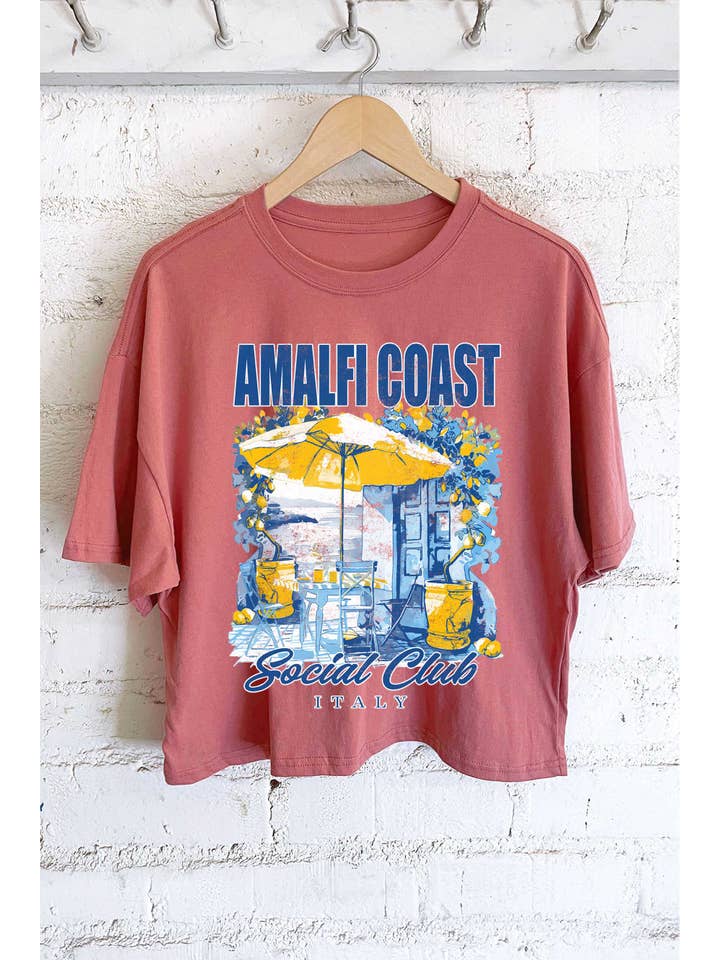 Rustee Clothing - Wholesale Screen Printed T-Shirt - Women's - AMALFI COAST ITALY GRAPHIC LONG CROP TOP
