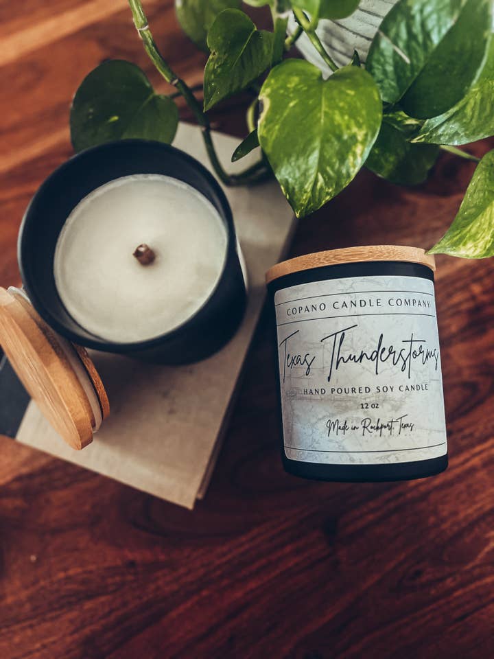 Texas Thunderstorms 12oz Soy Wood Wick Candle for wholesale by Copano Candle Company