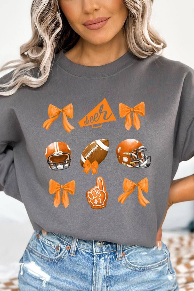 Wholesale Accessory Market - Wholesale Graphic Sweatshirt - Women's - Orange Blitz And Bows Heavy-weight Crew Sweatshirt2