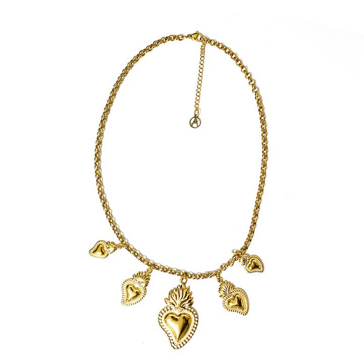 Kette mit Sacred Heart-Anhängern - FJ24116B737 für den Großhandel von AMORINO SRL