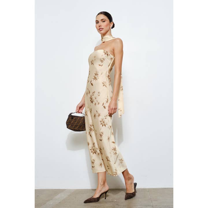 Aveline Strapless Maxi Dress w/ Scarf for wholesale by Loucia