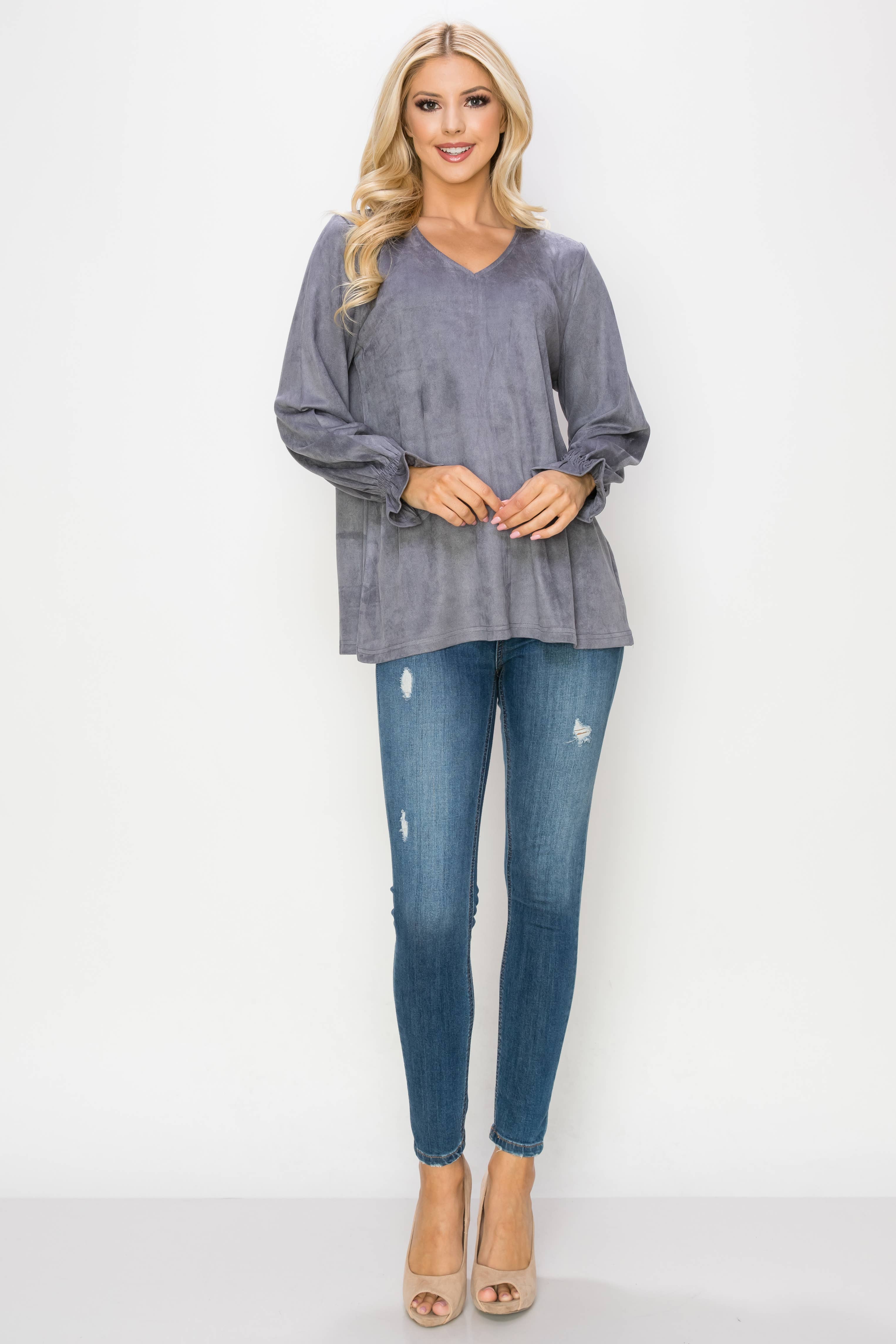 Joh Apparel - Wholesale Blouse - Women's - Abigail Stretch Suede Top6