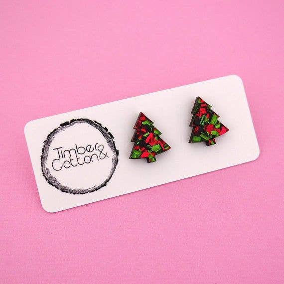 Girlfetti - Wholesale Stud/Post Earrings - Christmas Tree Acrylic Stud Earrings1