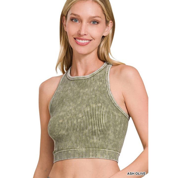 Apolline - Vente Débardeur – femme - HAUT COURT CÔTELÉ DÉLAVÉ SANS COUTURES À DOS NAGEUR2