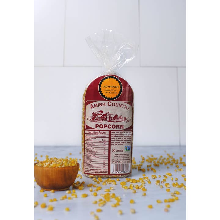 Amish Country Popcorn - Wholesale Popcorn - 1lb Bag of Ladyfinger Hulless Popcorn