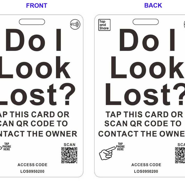 Tap and Share - Wholesale Luggage tag - 2x Smart NFC 'Do I Look Lost' Luggage Tags with Smart Passive Tracking1