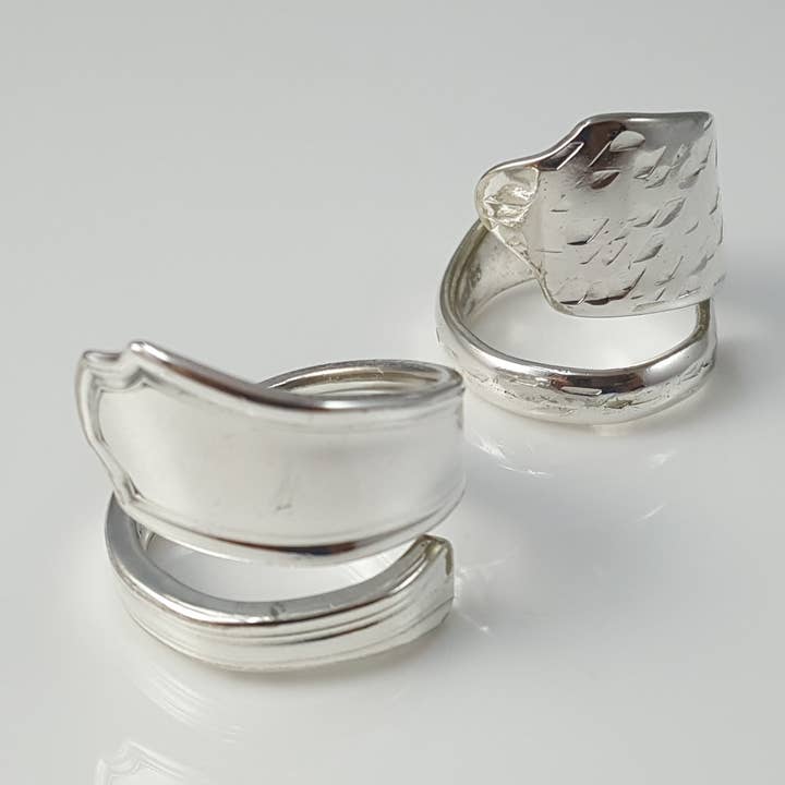 Silver Spoon Rings, Spiral Shape, Silverware Jewelry for wholesale by Lost & Forged