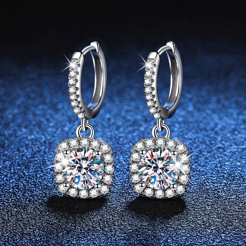 Perimade & Co. LLC - Wholesale Hangende/ronde oorbellen - Moissanite Dangle Drop Hoepeloorbellen van 925 sterling zilver