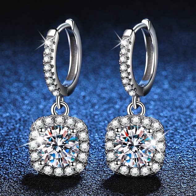 Perimade & Co. LLC - Wholesale Hangende/ronde oorbellen - Moissanite Dangle Drop Hoepeloorbellen van 925 sterling zilver0