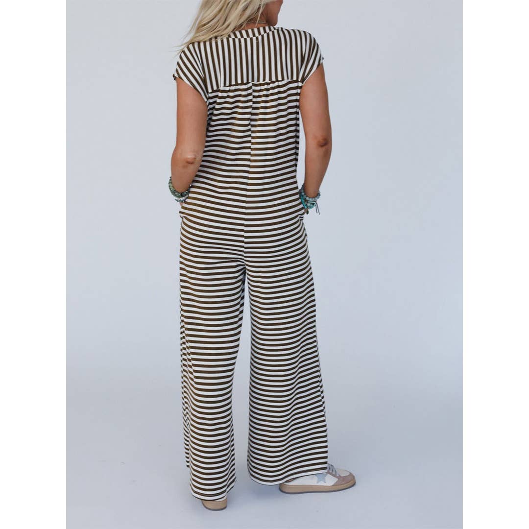 UNISHE - Wholesale Jumpsuit - Women's - Summer Knit Ribbed Striped Loose Sleeveless Jumpsuit CY1762