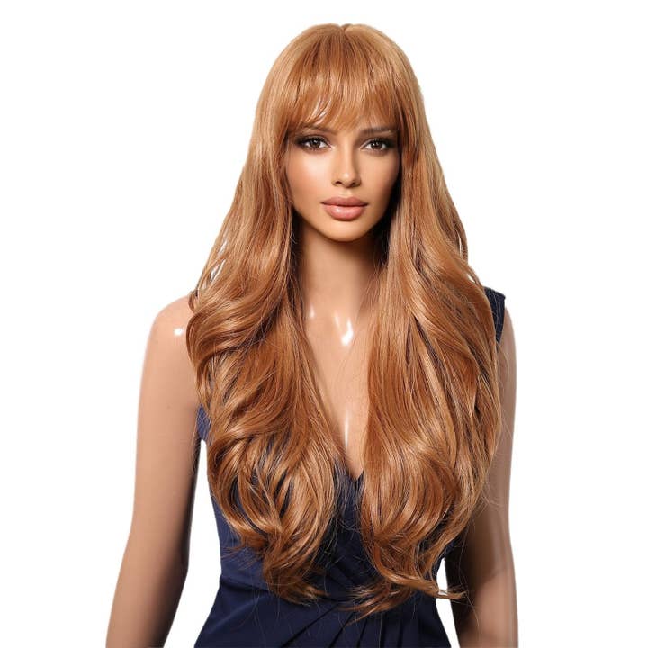 Red Wavy Long Curly Wig With Bangs for wholesale by kycozy