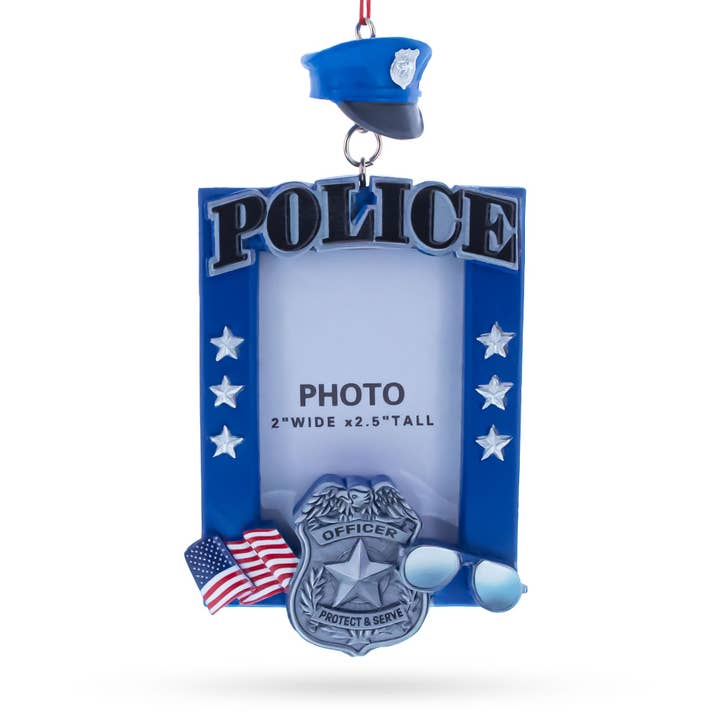 BestPysanky - Wholesale Ornament - Police Officer Photo Frame Resin Christmas Ornament