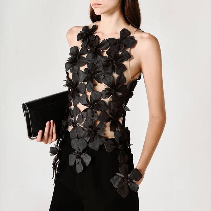 Sheer Trend - Wholesale Blouse - Women's - Floral Mesh Sleeveless Top7